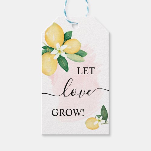 Let Love Grow Plant Gift Pink Lemons Shower Favor Gift Tags
