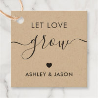 Let Love Grow, Plant Gift Tag, Wedding, Kraft Favor Tags