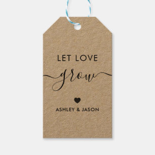 Let Love Grow, Plant Gift Tag, Wedding, Kraft Tags