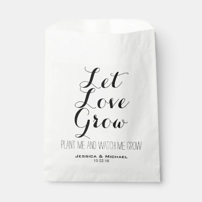 Let Love Grow plant seeds garden wedding Favor Bag (Front)