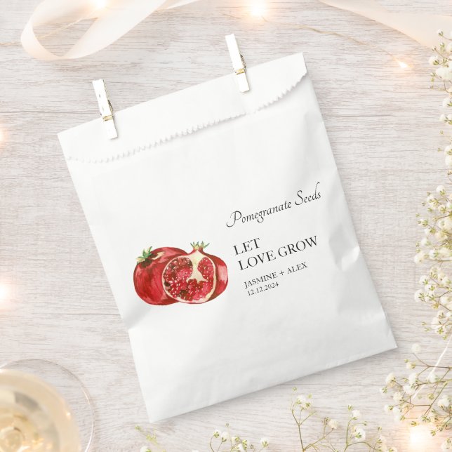 Let Love Grow | Pomegranate Seed Wedding Favor Bag (Clipped)