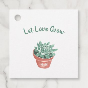 Let Love Grow Potted Succulent Thank You Favor Tags by lemontreeweddings at Zazzle