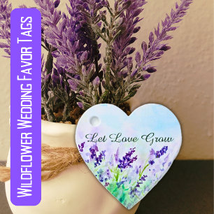 Let Love Grow Purple Watercolor Wildflower Wedding Favor Tags