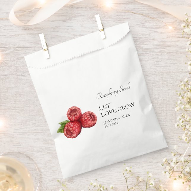 Let Love Grow | Raspberry Seed Wedding Favor Bag (Clipped)