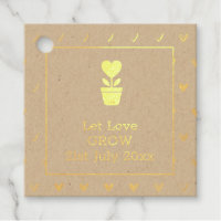 Let Love Grow Real Foil Wedding Bridal Shower Foil Favor Tags