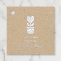 Let Love Grow Real Foil Wedding Bridal Shower Foil Favor Tags