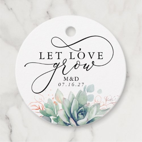 Let Love Grow Rose Gold Greenery Elegant Wedding Favor Tags