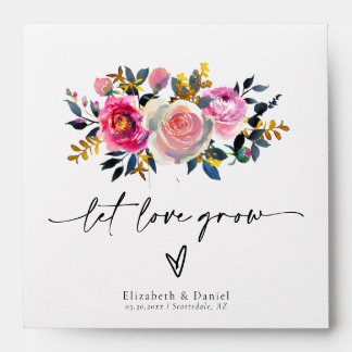 Let Love Grow Rose Gold Wedding Favor Seed Packet Envelope