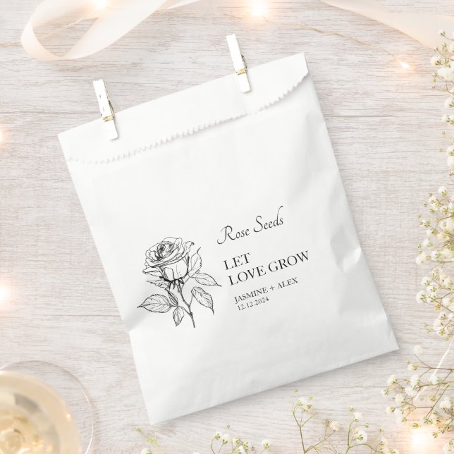 Let Love Grow Rose Seed Wedding Favor Bag (Clipped)