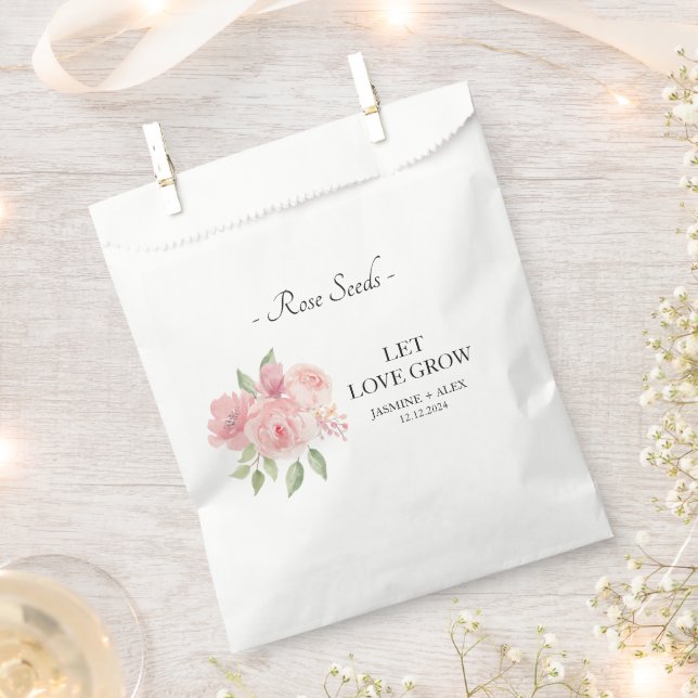 Let Love Grow Rose Seed Wedding Favor Favor Bag (Clipped)