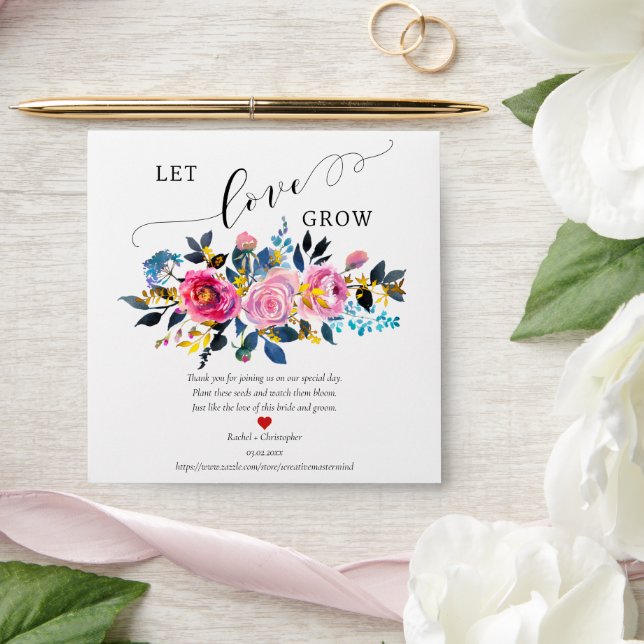 Let Love Grow Roses Wedding Favors Seed Packet  Envelope (Wedding)