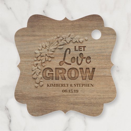 Let Love Grow Rustic Wooden Wedding Favor Tags