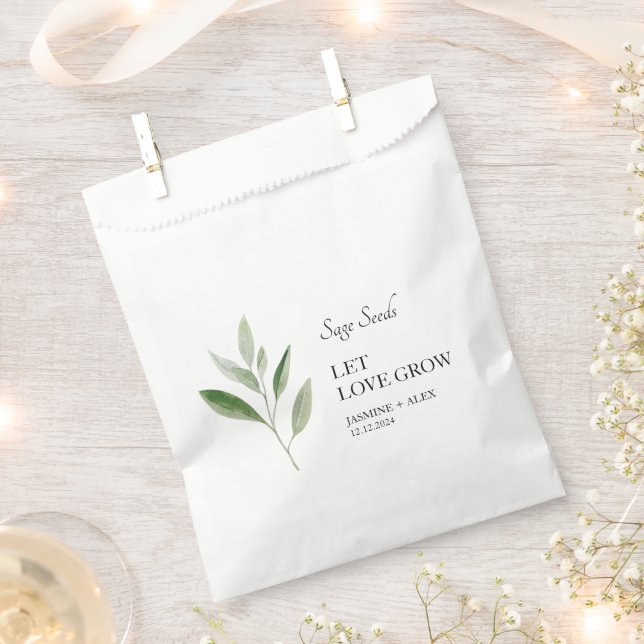 Let Love Grow | Sage Seed Wedding Favor Bag (Clipped)