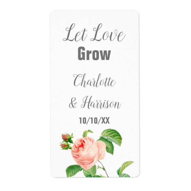 Let Love Grow Seed Packet Wedding Favor label (Front)