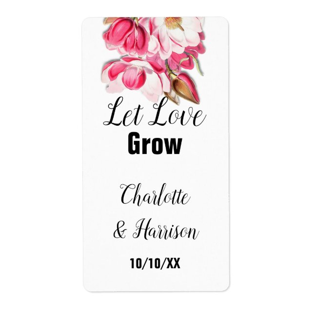 Let Love Grow Seed Packet Wedding Favor label (Front)