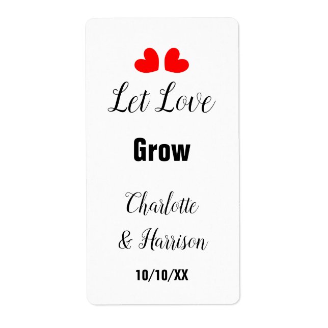 Let Love Grow Seed Packet Wedding Favor label (Front)