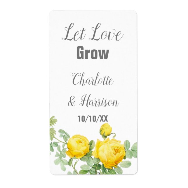 Let Love Grow Seed Packet Wedding Favor label (Front)