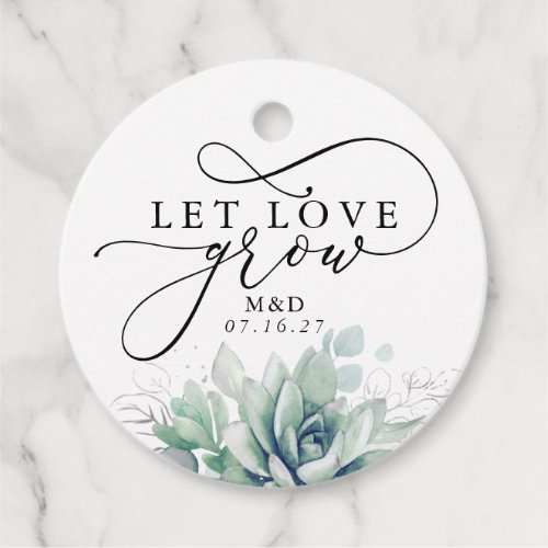 Let Love Grow silver Greenery Elegant Wedding Favor Tags