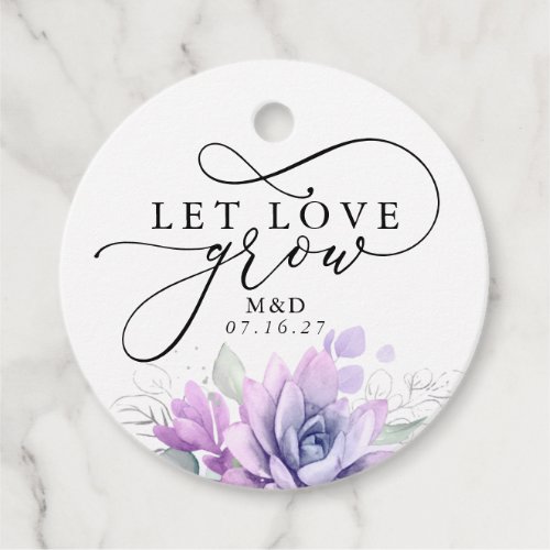 Let Love Grow Silver Greenery Elegant Wedding Favor Tags