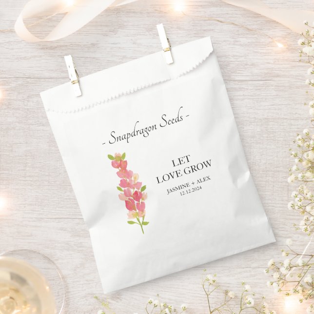 Let Love Grow Snapdragon Seed Wedding Favor Bag (Clipped)