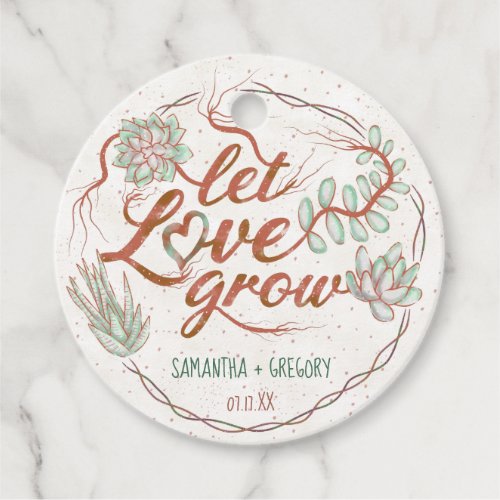 Let Love Grow Succulent Wedding Shower Plant Pot Favor Tags