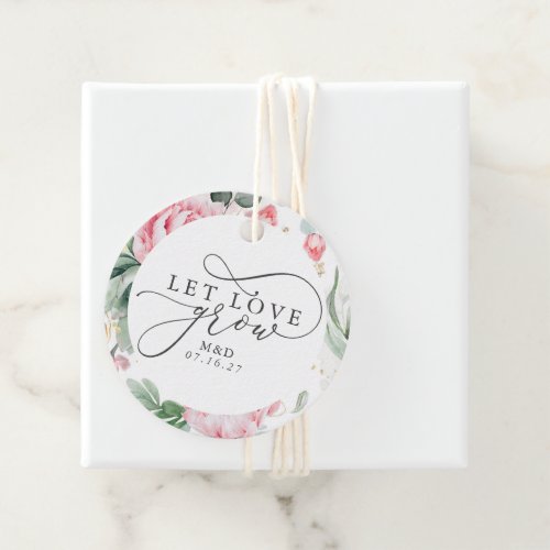 Let Love Grow Succulents  Pink Flowers Thank You Favor Tags