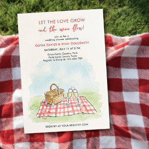 Let Love Grow Summer Picnic Wine Wedding Shower Invitation