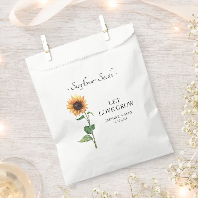 Let Love Grow Sunflower Seed Wedding Favor Bag (Clipped)