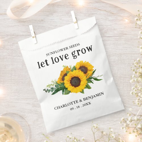 Let Love Grow Sunflower Seed Wedding  Favor Bag