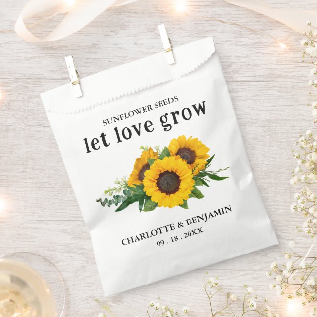 Let Love Grow Sunflower Seed Wedding  Favor Bag (Clipped)