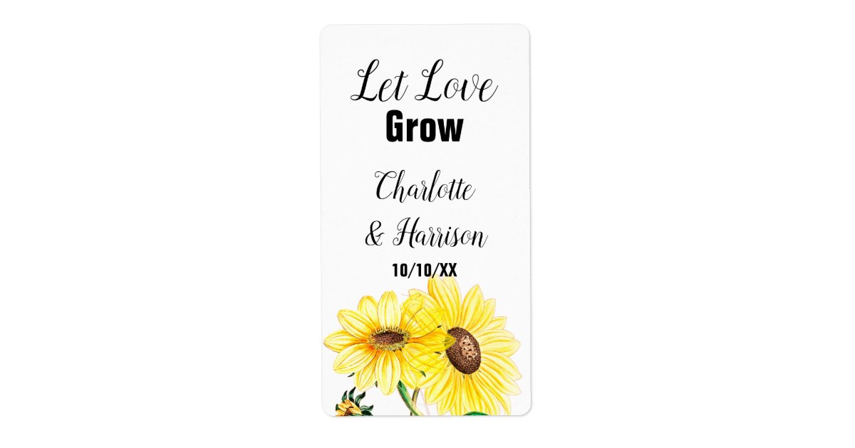 Let Love Grow Sunflower Seeds Wedding Favor Label Zazzle Com