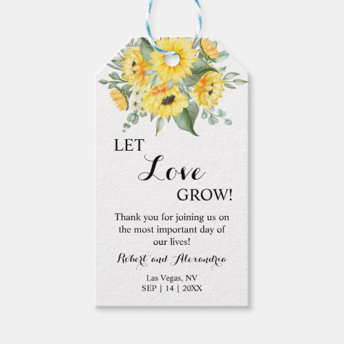 Let Love Grow Sunflowers Wedding Favor Gift Tags