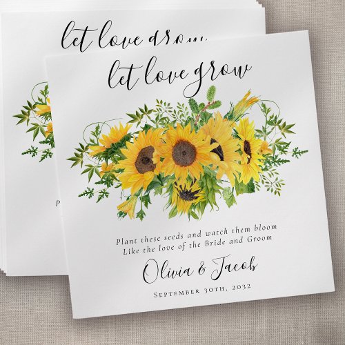 Let Love Grow SunflowerSeed Wedding Favors Envelope
