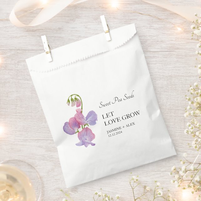 Let Love Grow Sweet Pea Seed Wedding Favor Bag (Clipped)