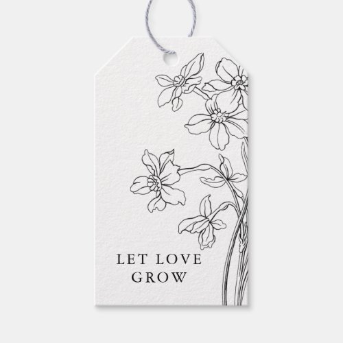 Let Love Grow Tags Modern Floral Wedding Favor Gift Tags