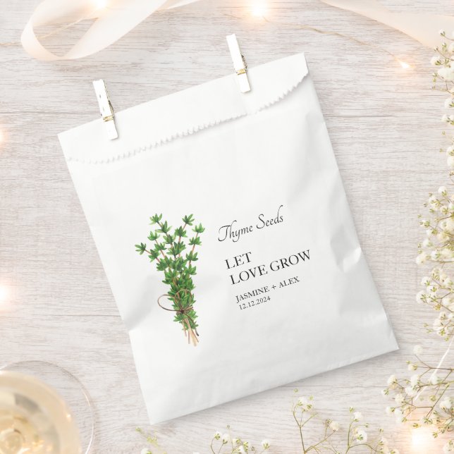 Let Love Grow | Thyme Seed Wedding Favor Bag (Clipped)