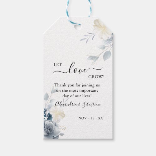 Let Love Grow Watercolor Flowers Wedding Favor  Gift Tags