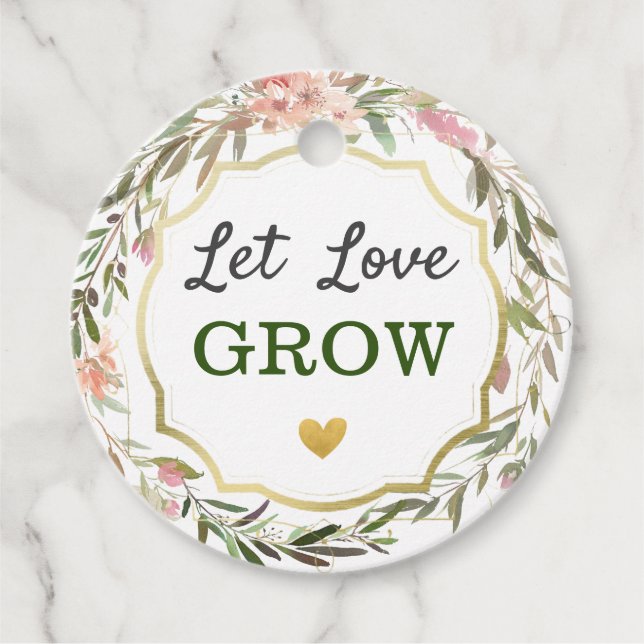 Let Love Grow Wedding Bridal Shower Cacti Seed Pot Favor Tags (Front)