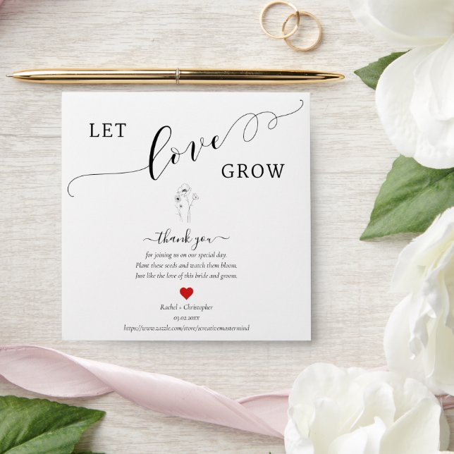 Let Love Grow Wedding Favors Gift Seed Packet  Envelope (Wedding)