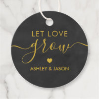 Let Love Grow, Wedding Gift Tag, Chalkboard Gold
