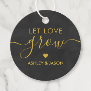 Let Love Grow, Wedding Gift Tag, Chalkboard Gold Favor Tags