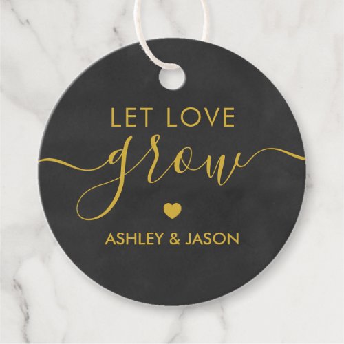 Let Love Grow Wedding Gift Tag Chalkboard Gold Favor Tags