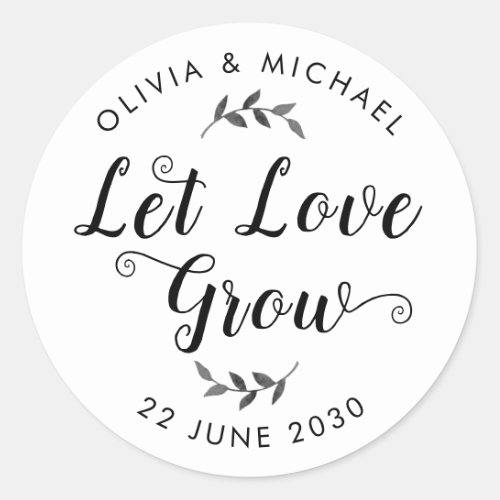 Let Love Grow Wedding Seed Packet Botanical Simple Classic Round Sticker