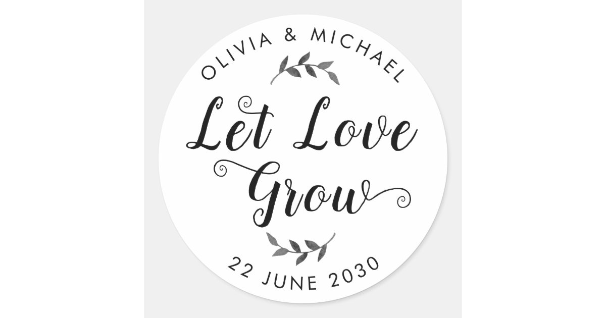 Let Love Grow Wedding Seed Packet Botanical Simple Classic Round ...