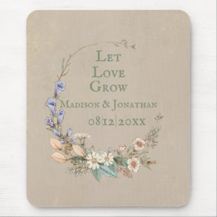 Let Love Grow Wedding Stats Floral Whimsy Pretty Mouse Pad
