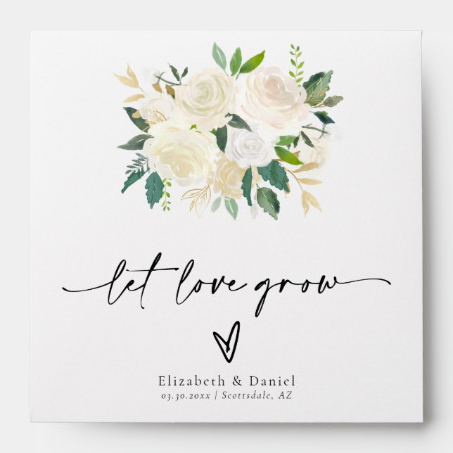 Let Love Grow White Boho Wedding Favor Seed Packet Envelope (Front)