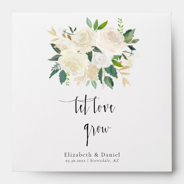 Let Love Grow White Boho Wedding Favor Seed Packet Envelope (Front)