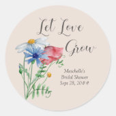 Let Love Grow Wildflower Charm Bridal Shower Classic Round Sticker (Front)
