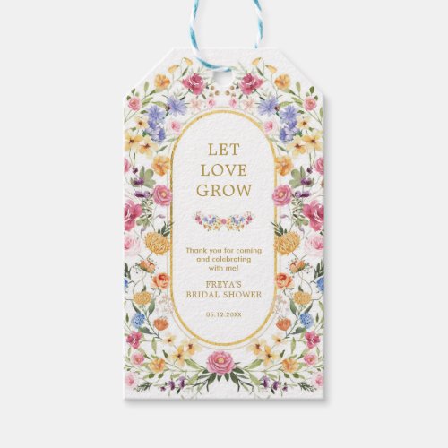 Let Love Grow Wildflower Garden Bridal Shower Gift Tags