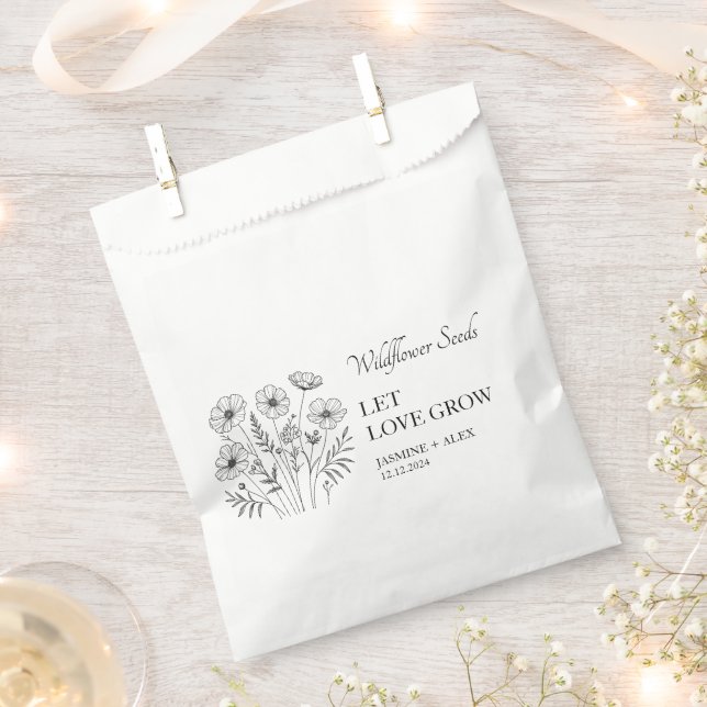 Let Love Grow Wildflower Seed Wedding Favor Bag (Clipped)